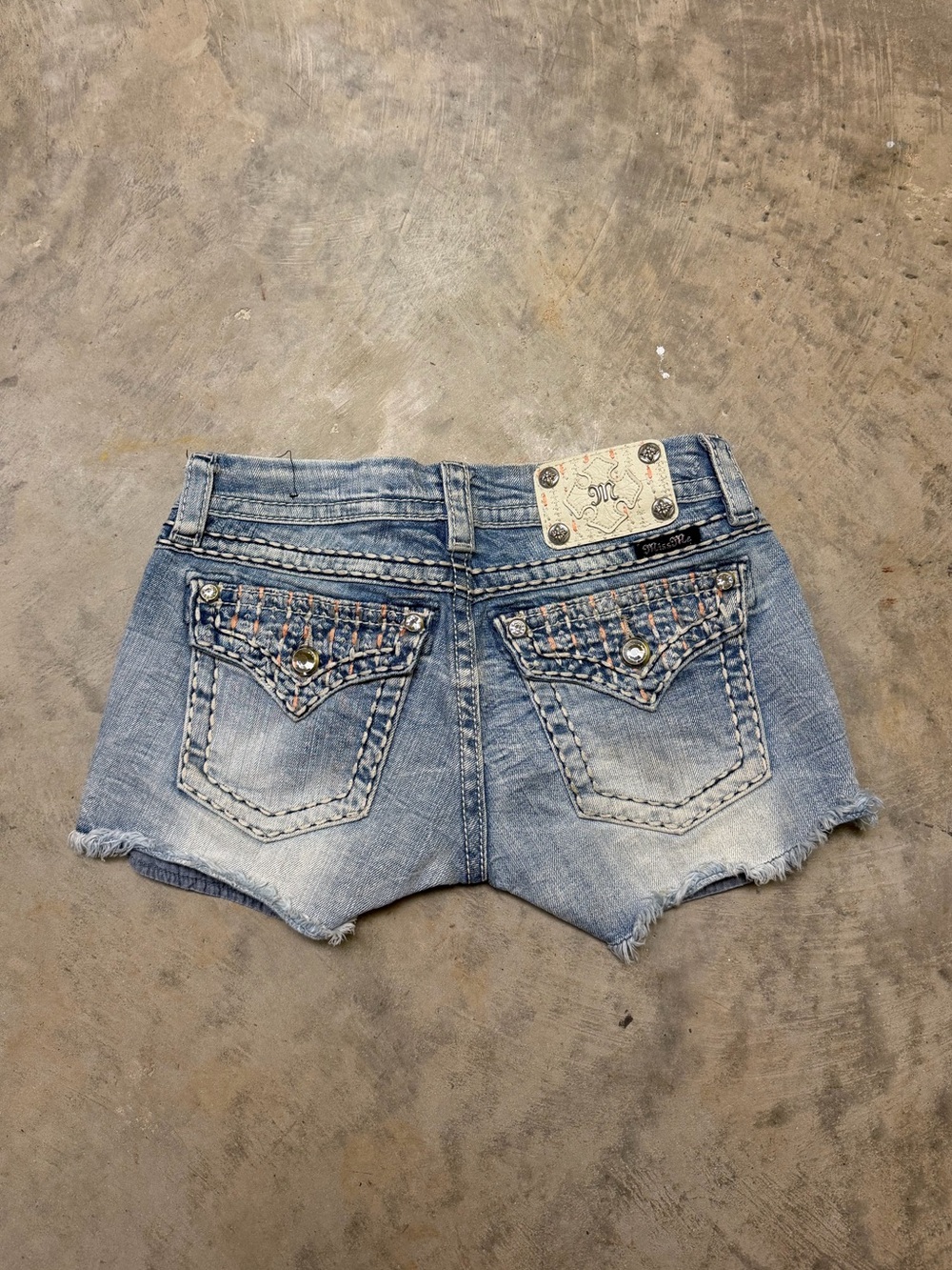 Miss Me Light Blue Embroidered Denim Cutoff Shorts